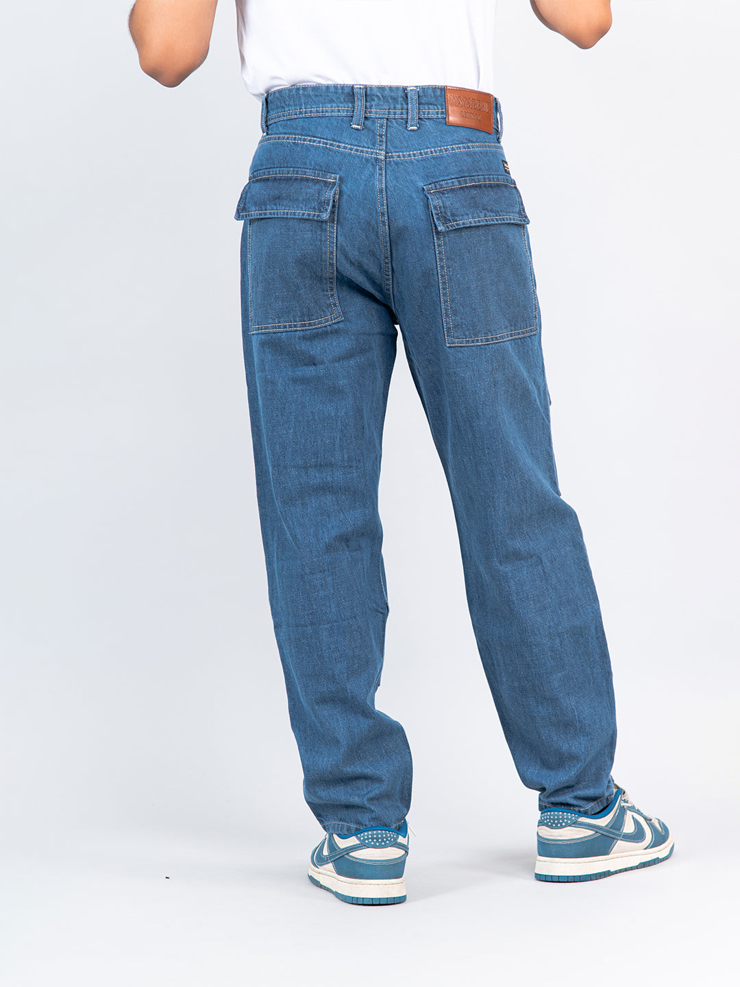 Mid Blue Relaxed Fit Cargo Men Jeans – Offduty India